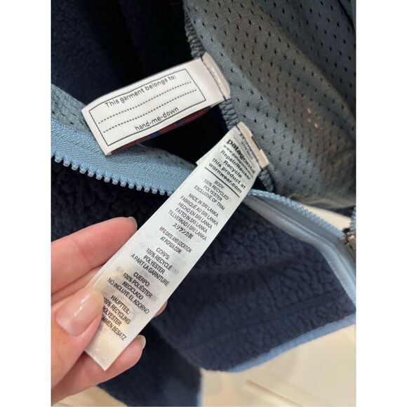 Patagonia Kids' Retro Pile Fleece Jacket New Navy w/Light Plume Grey - Picture 7 of 8